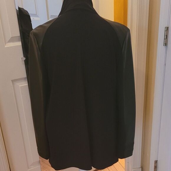 JOSEPH RIBCOFF BLACK CROSSOVER TUNIC WITH FAUX LEATHER TRIM - Picture 5 of 8